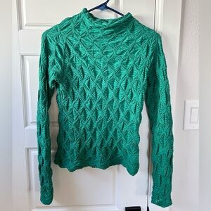 Maeve Teal Ruched Long Sleeve Knit Top